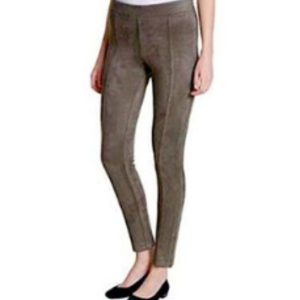 Like New Andrew Marc Faux Scuba Suede Straight Leg Pants Taupe Mushroom Brown S